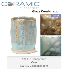 Honeycomb SW-117 over Celadon Bloom SW-150 Stoneware Combination Honeycomb SW-117 over Celadon Bloom SW-150 Stoneware Combination